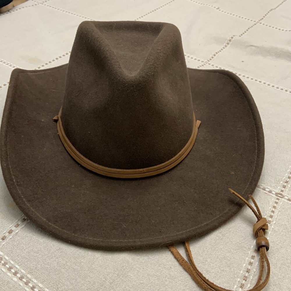 COPY - Cripple creek crusher hat. Medium.100% wool. made in U.S.A. Brown. Leath…
